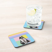 Tuxedo Katze Pastellfarben Rosa Mädchen Name Getränkeuntersetzer (Rechte Seite)