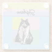 Tuxedo Katze Pastellfarben Rosa Mädchen Name Glasuntersetzer (Rückseite)