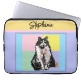 Tuxedo Katze Pastellfarben Rosa Mädchen Name Laptopschutzhülle (Vorderseite)