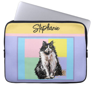 Tuxedo Katze Pastellfarben Rosa Mädchen Name Laptopschutzhülle