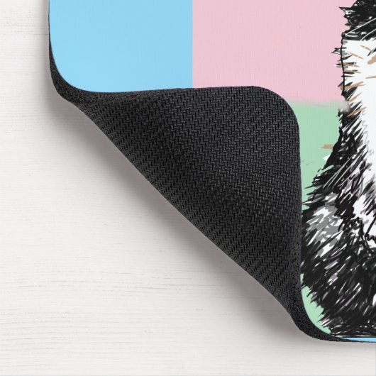 Tuxedo Katze Pastellfarben Rosa Mädchen Name Mousepad (Ecke)