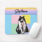 Tuxedo Katze Pastellfarben Rosa Mädchen Name Mousepad (Mit Mouse)