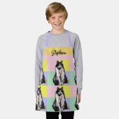 Tuxedo Katze Pastellfarben Rosa Mädchen Name Schürze (Getragen)