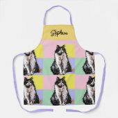 Tuxedo Katze Pastellfarben Rosa Mädchen Name Schürze (Vorderseite)