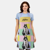 Tuxedo Katze Pastellfarben Rosa Mädchen Name Schürze (Getragen)