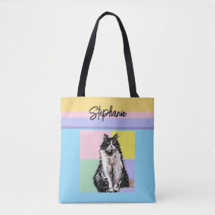 Tuxedo Katze Pastellfarben Rosa Mädchen Name Tasche