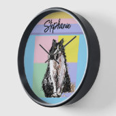 Tuxedo Katze Pastellfarben Rosa Mädchen Name Uhr (Winkel)