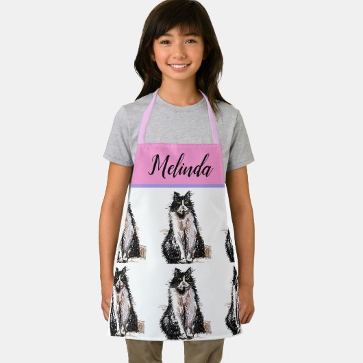 Tuxedo Katze Pastelltiere Katzen Kinder Pink Girls Schürze (Insitu)