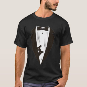 Tuxedo-Katze schaut aus Tuxedo Kostüm Schwarz & T-Shirt