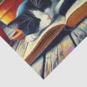 Tuxedo Katze Schlafen im Garten des Buches Seidenpapier (Ausschnitt)