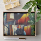 Tuxedo Katze Schlafen im Garten des Buches Seidenpapier (Geschenk)