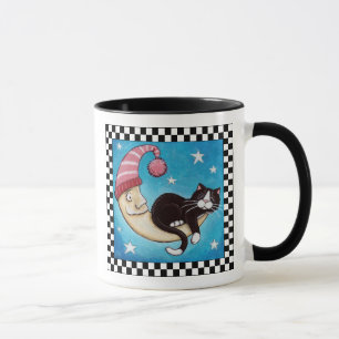 Tuxedo-Katze schlafend auf der Katzen-Kunst-Tasse Tasse