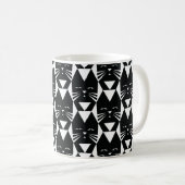 Tuxedo Katze Schwarz-Weiß Geometrisches Muster Kaffeetasse (VorderseiteRechts)