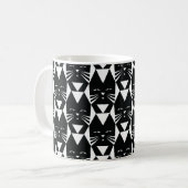 Tuxedo Katze Schwarz-Weiß Geometrisches Muster Kaffeetasse (Vorderseite Links)
