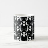 Tuxedo Katze Schwarz-Weiß Geometrisches Muster Kaffeetasse (Mittel)