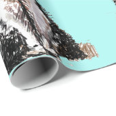 Tuxedo Katze Schwarz-Weiß Katzen Aqua Türkis Geschenkpapier (Rolleneckpunkt)