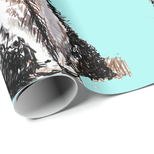 Tuxedo Katze Schwarz-Weiß Katzen Aqua Türkis Geschenkpapier (Rolleneckpunkt)