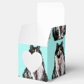 Tuxedo Katze Schwarz-weiß Katzen Geburtstag Türkis Geschenkschachtel (Geöffnet)