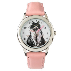 Tuxedo Katze Schwarz-weiß Katzen Niedlich Pet Pin Armbanduhr