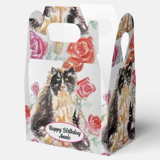 Tuxedo Katze Schwarz-weiß Katzen Niedliche Mädchen Geschenkschachtel (Geöffnet)