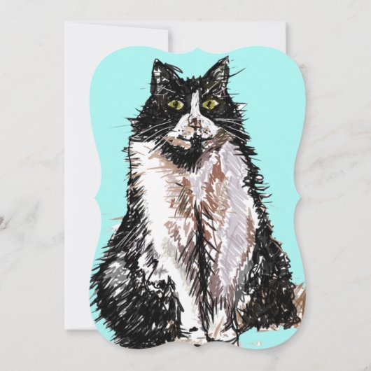 Tuxedo Katze Schwarz-weiß Niedliche Katzen 16. Geb Einladung (Rückseite)