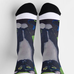 Tuxedo Katze schwarz/weiß Sportsocke groß Socken