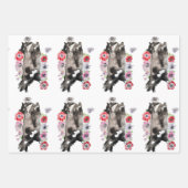 Tuxedo Katze Schwarz-Weiße Katzen Gewitzte Blüte Geschenkpapier Set (Vorderseite 2)