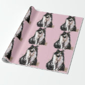 Tuxedo Katze Schwarze und weiße Katzen Baby Pink Geschenkpapier (Ungerollt)
