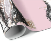 Tuxedo Katze Schwarze und weiße Katzen Baby Pink Geschenkpapier (Rolleneckpunkt)