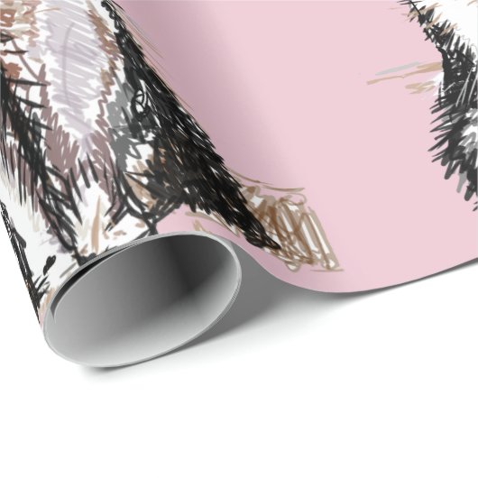 Tuxedo Katze Schwarze und weiße Katzen Baby Pink Geschenkpapier (Rolleneckpunkt)