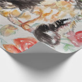 Tuxedo Katze Schwarze und weiße Katzen Baby Pink Geschenkpapier (Ecke)