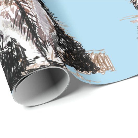 Tuxedo Katze Schwarze und Weiße Katzen Blau Liebha Geschenkpapier (Rolleneckpunkt)