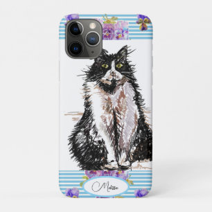 Tuxedo Katze Schwarze und weiße Katzen Girls Blaue Case-Mate iPhone Hülle