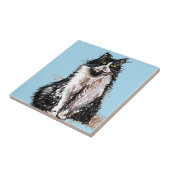 Tuxedo Katze Schwarze und Weiße Katzen Happy Tile Fliese (Seite)
