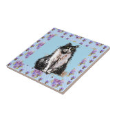 Tuxedo Katze Schwarze und Weiße Katzen Happy Tile Fliese (Seite)