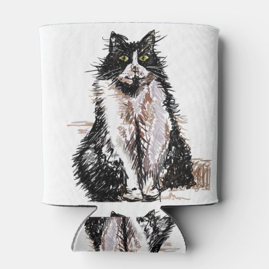 Tuxedo Katze Schwarze und Weiße Katzen können kühl Dosenkühler (Rückseite)
