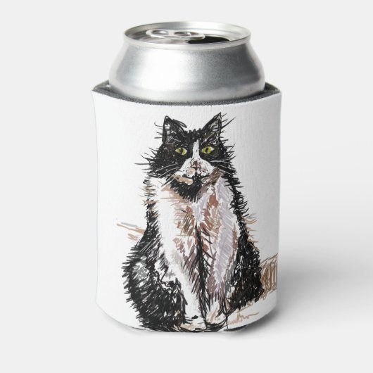 Tuxedo Katze Schwarze und Weiße Katzen können kühl Dosenkühler (Kanne Rückseite)