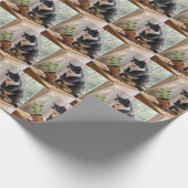 Tuxedo Katze Toppla Pflanze eines gepolsterten Hau Geschenkpapier (Ecke)