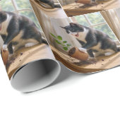 Tuxedo Katze Toppla Pflanze eines gepolsterten Hau Geschenkpapier (Rolleneckpunkt)