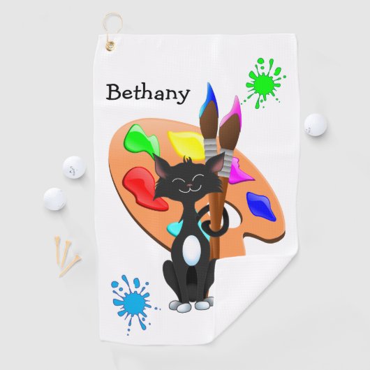 Tuxedo-Katze und Farbpalette Golfhandtuch (Insitu)