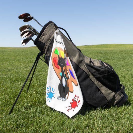 Tuxedo-Katze und Farbpalette Golfhandtuch (Gras)