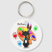 Tuxedo-Katze und Farbpalette Schlüsselanhänger (Vorderseite)