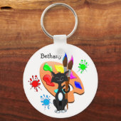 Tuxedo-Katze und Farbpalette Schlüsselanhänger (Vorderseite)