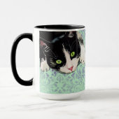 Tuxedo Katze und Schwarze Katze auf Damaskus Print Tasse (Links)