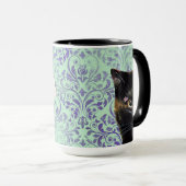 Tuxedo Katze und Schwarze Katze auf Damaskus Print Tasse (VorderseiteRechts)