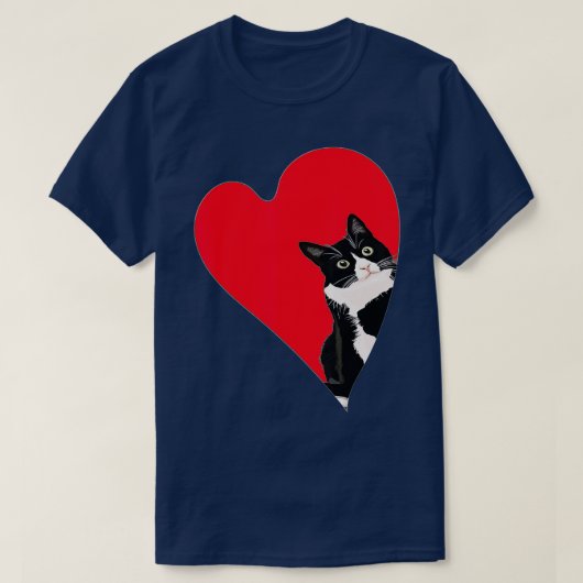 Tuxedo Katze Valentine Herz für Kitten und Tier L T-Shirt (Design vorne)