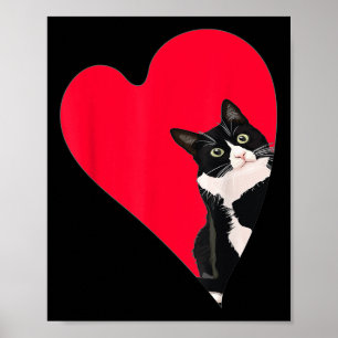 Tuxedo-Katze Valentinsherz für Kätzchen und Tierli Poster
