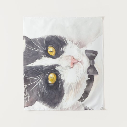 Tuxedo-Katze Wandteppich (Vorderseite)