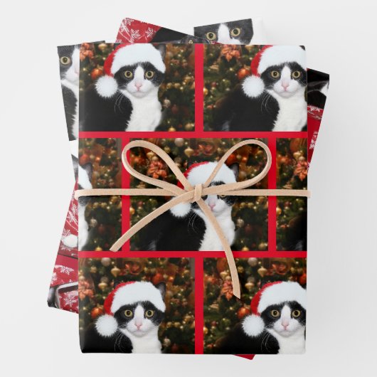 Tuxedo Katze Weihnachten Geschenkpapier Set (Beispiel)