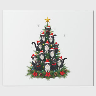 Tuxedo-Katze Weihnachtsbaum Tuxedo Katze Lichter X Geschenkpapier